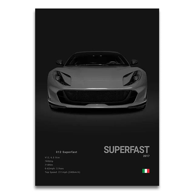 Toile Imprimée Ferrari 812 Superfast (Noir)