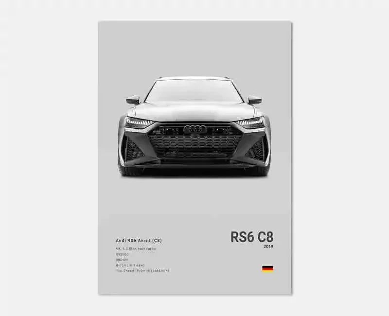 Toile Imprimée Audi RS6 C8 (Gris)