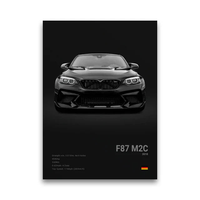 Toile Imprimée BMW F87 M2C (Noir)