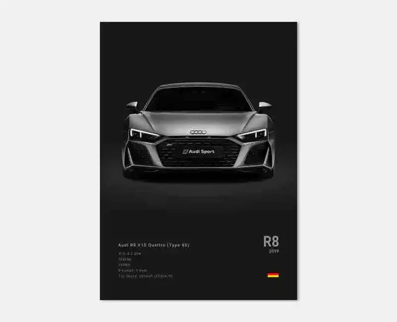 Toile Imprimée Audi R8 2019 (Noir)