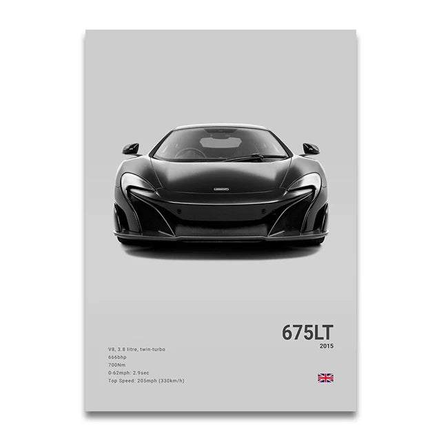 Toile Imprimée Mclaren 675LT (Gris)