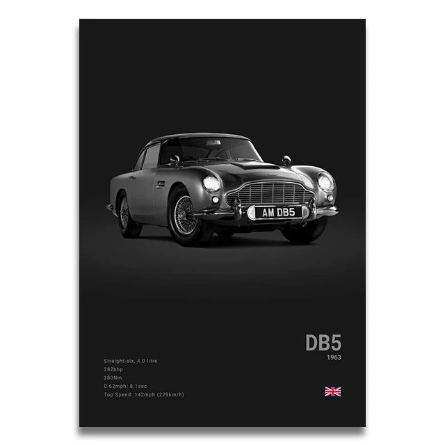 Toile Imprimée Aston Martin DB5 (Noir)