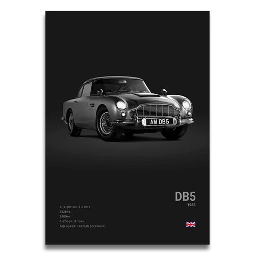 Toile Imprimée Aston Martin DB5 (Noir)
