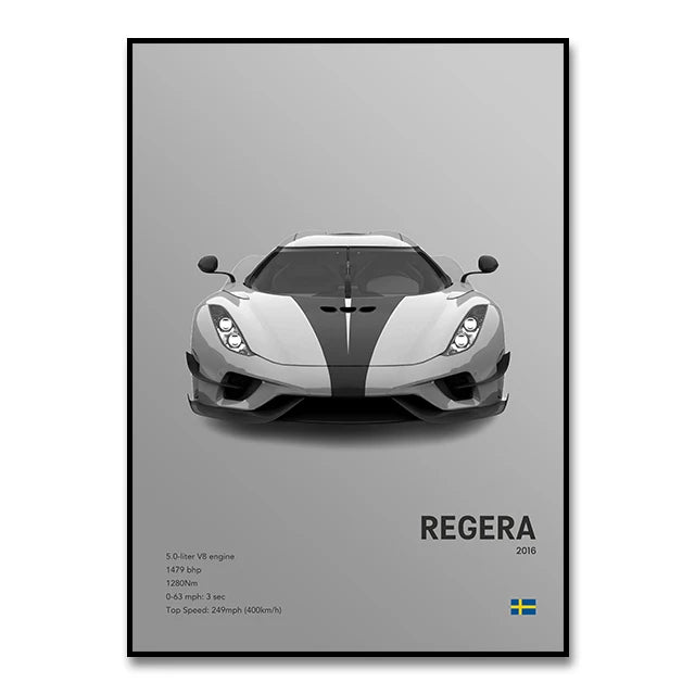 Toile Imprimée koenigsegg Regera (Gris)