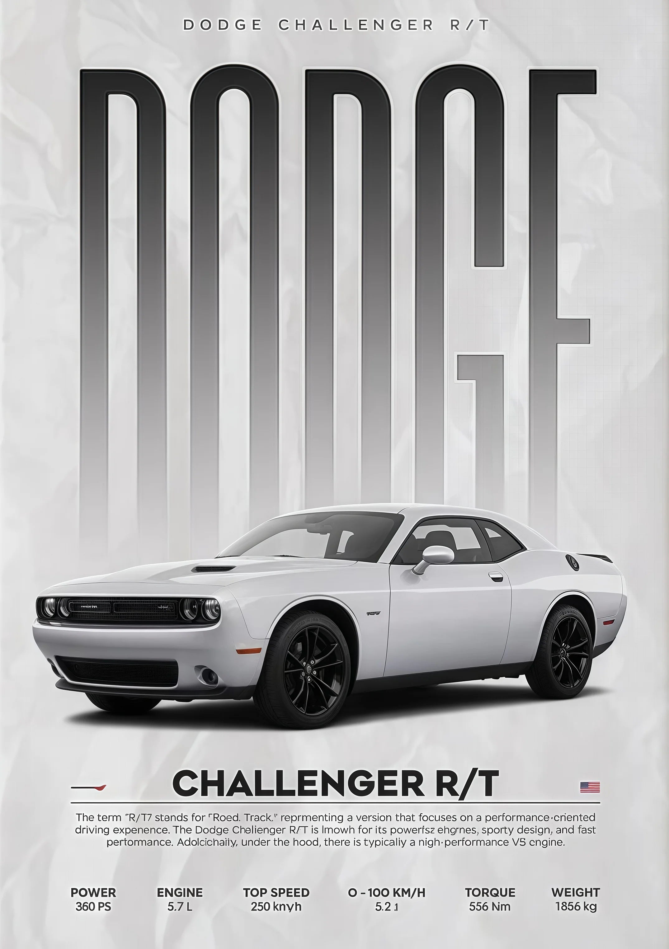 Toile Imprimée Dodge Challenger R/T