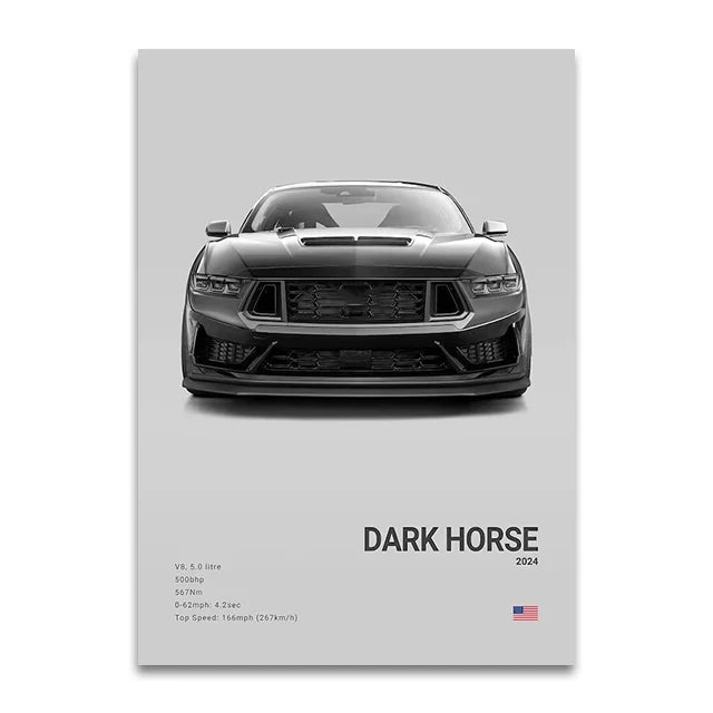 Toile Imprimée Ford Mustang Dark Horse (Gris)
