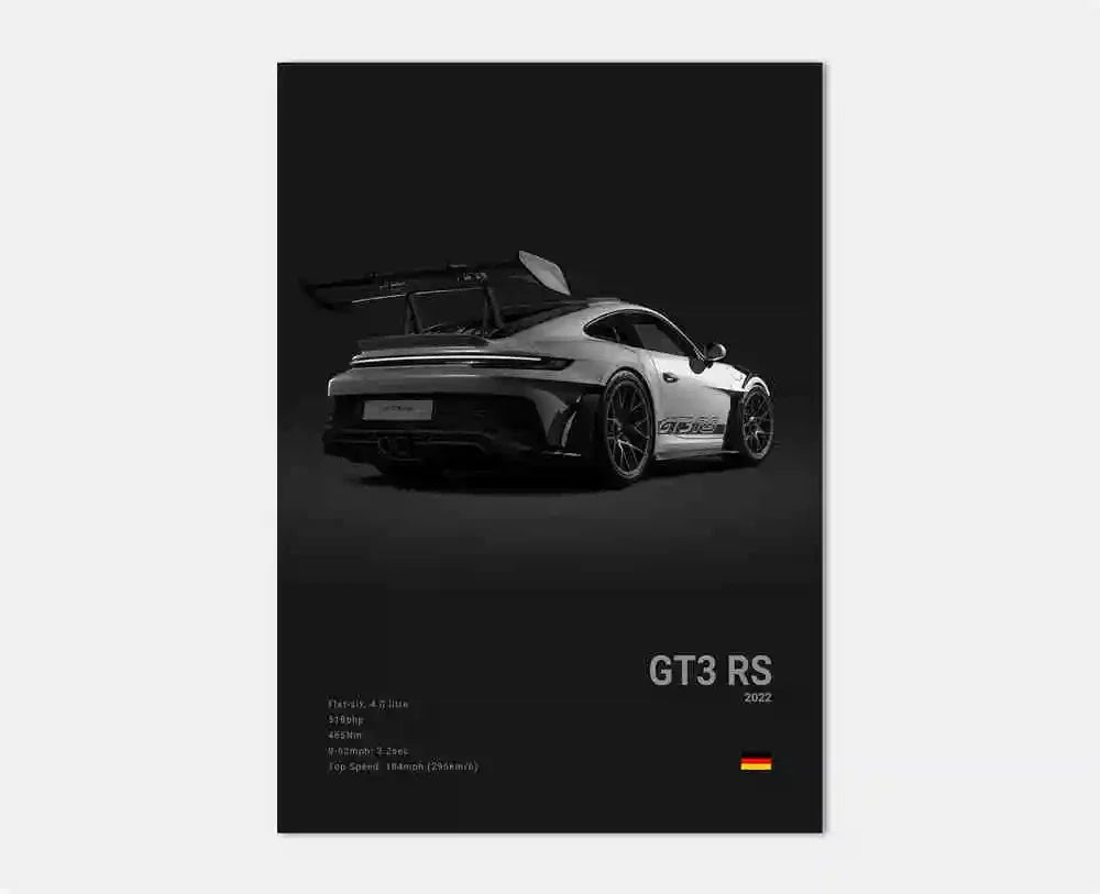 Toile Imprimée Porsche GT3 RS 2022 (Noir)