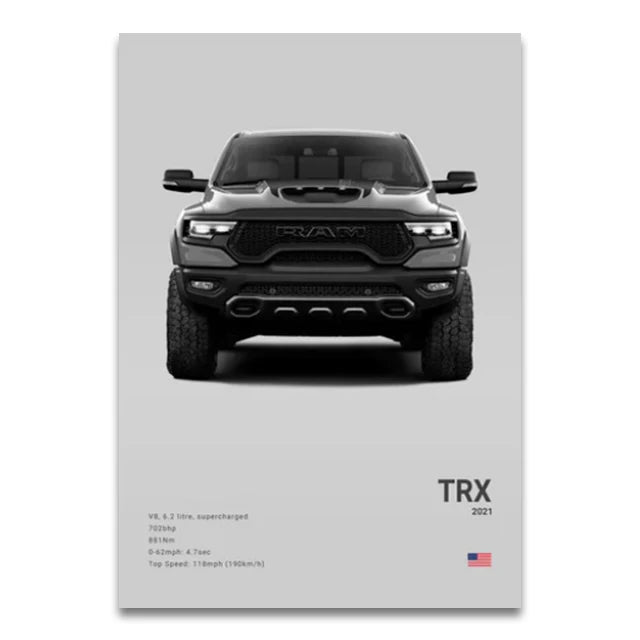 Toile Imprimée Dodge TRX (Gris)