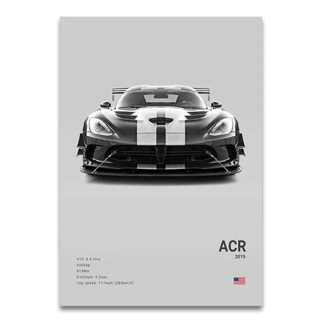 Toile Imprimée Dodge Viper ACR (Gris)