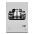 Toile Imprimée Dodge Viper 1996 (Gris)