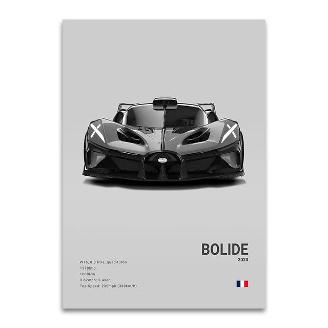 Toile Imprimée Bugatti Bolide (Gris)