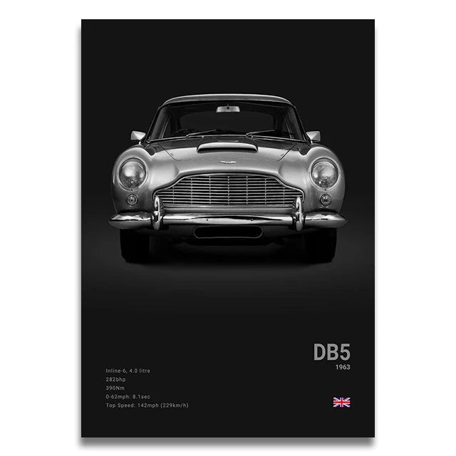 Toile Imprimée Aston Martin DB5 (Noir)