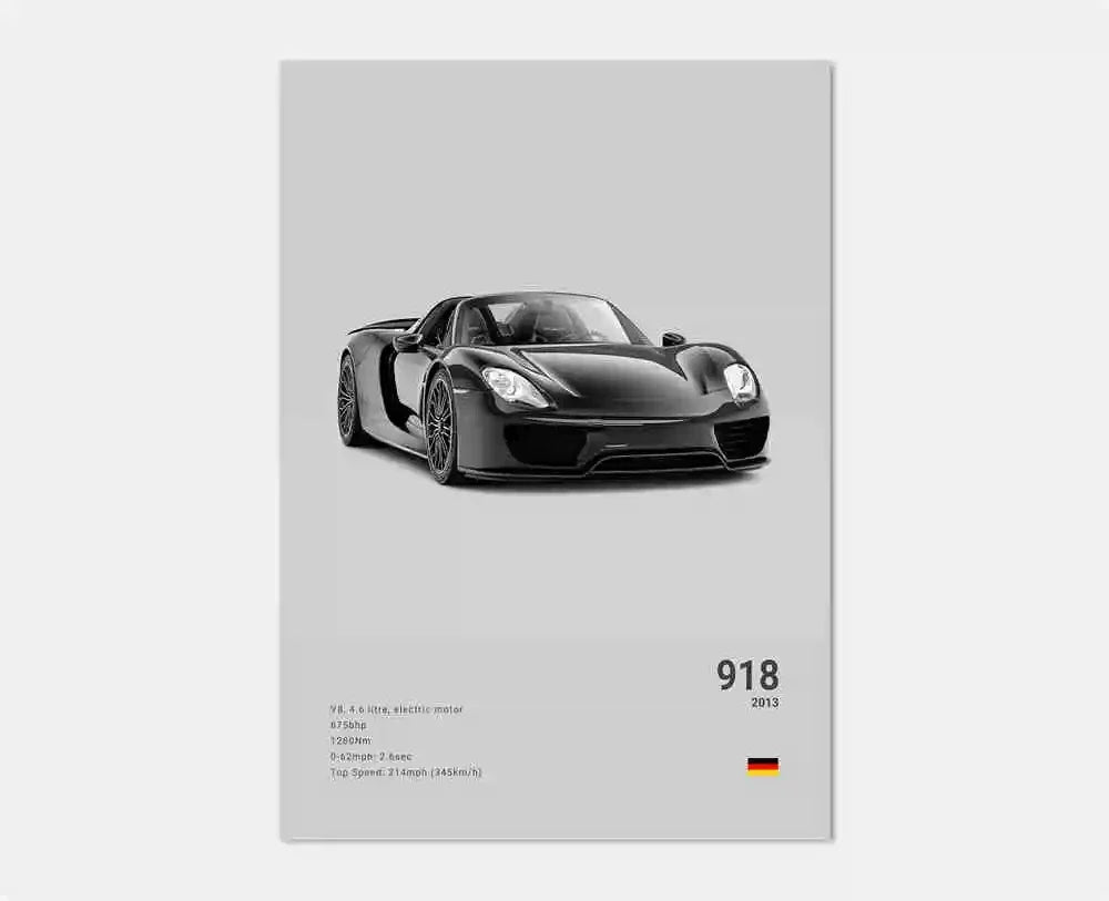 Toile Imprimée Porsche 918 Spyder (Gris)