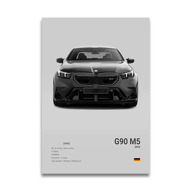 Toile Imprimée BMW G90 M5 (Gris)