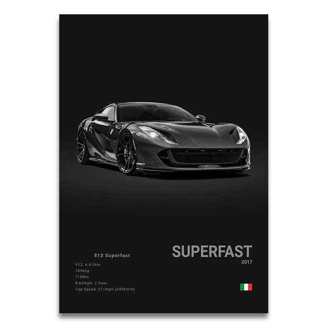 Toile Imprimée Ferrari 812 Superfast (Noir)