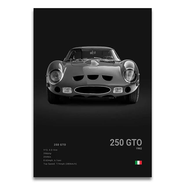 Toile Imprimée Ferrari 250 GTO (Noir)