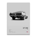 Toile Imprimée Ford Mustang GT390 1968 (Gris)