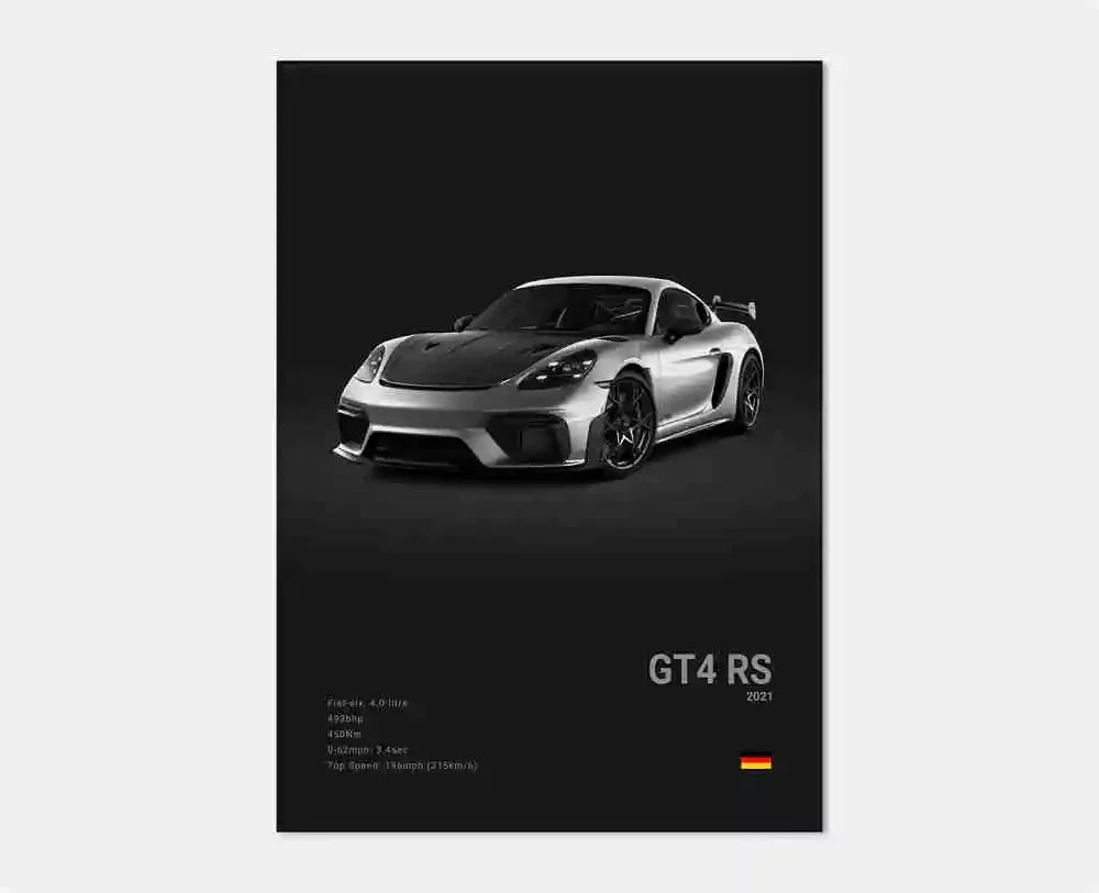 Toile Imprimée Porsche GT4 RS (Noir)