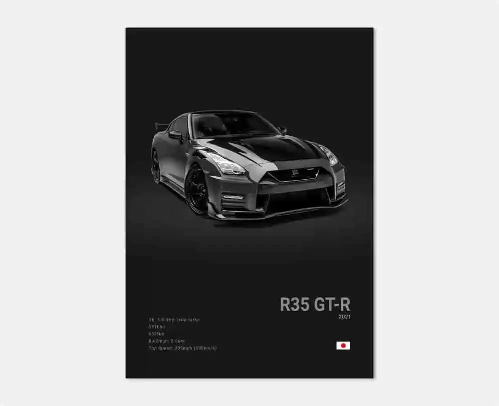 Toile Imprimée Nissan GTR R35 Nismo (Noir)