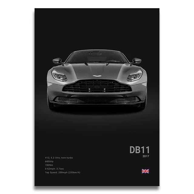 Toile Imprimée Aston Martin DB11 (Noir)