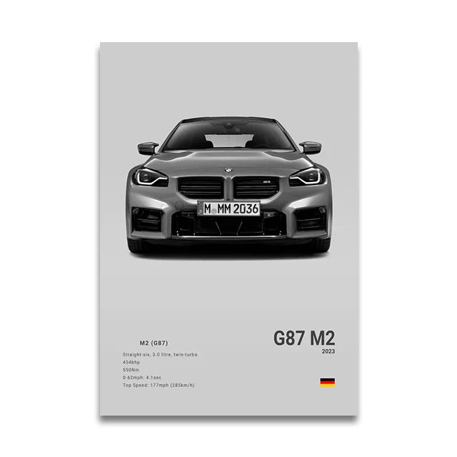 Toile Imprimée BMW G87 M2 (Gris)