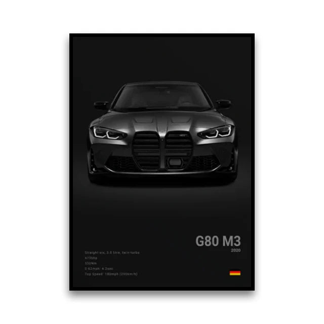 Toile Imprimée BMW G80 M3 (Noir)