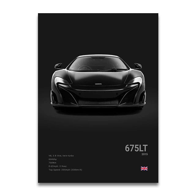 Toile Imprimée Mclaren 675LT (Noir)