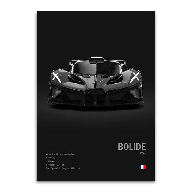Toile Imprimée Bugatti Bolide (Noir)