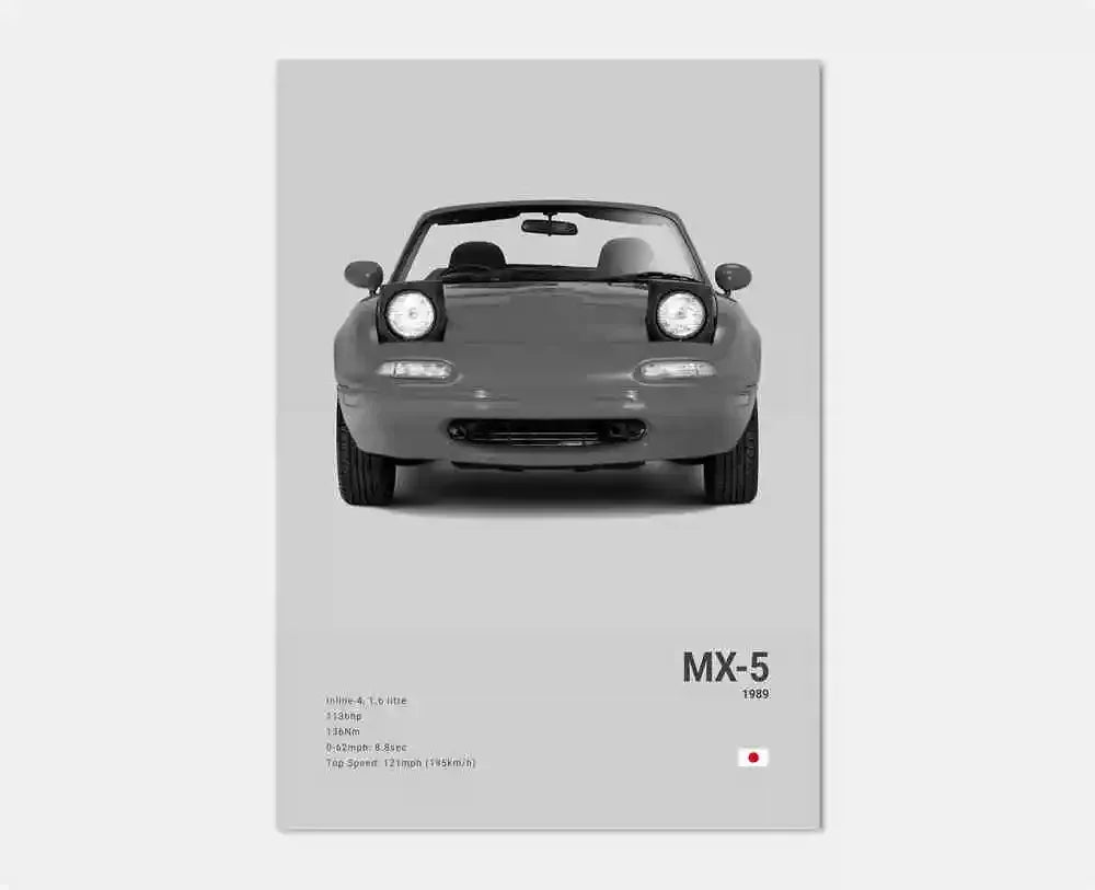 Toile Imprimée Mazda MX-5 1989 (Gris)