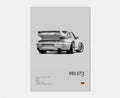Toile Imprimée Porsche 993 GT2 (Gris)