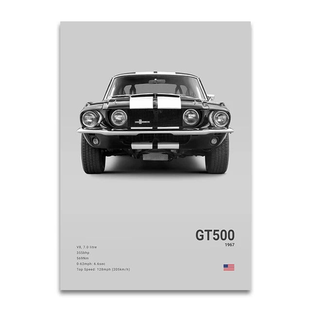 Toile Imprimée Ford Shelby GT500 1967 (Gris)