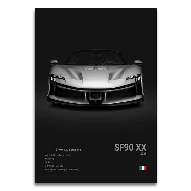 Toile Imprimée Ferrari SF90 XX (Noir)