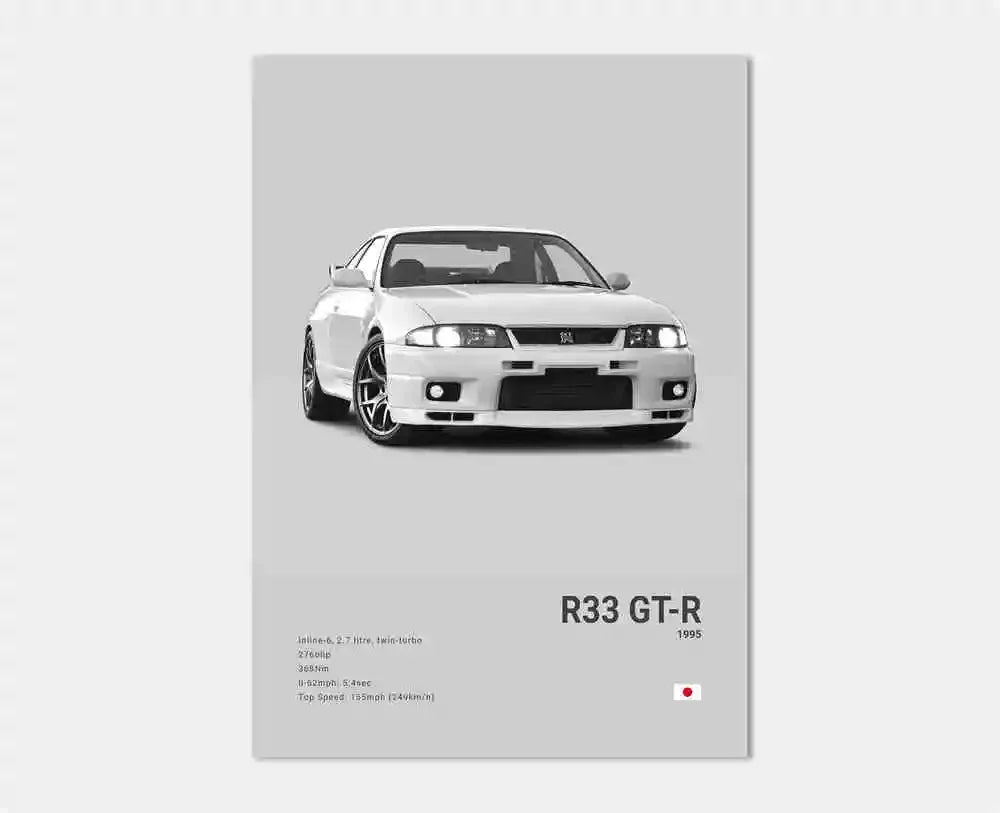 Toile Imprimée Nissan GTR R33 (Gris)