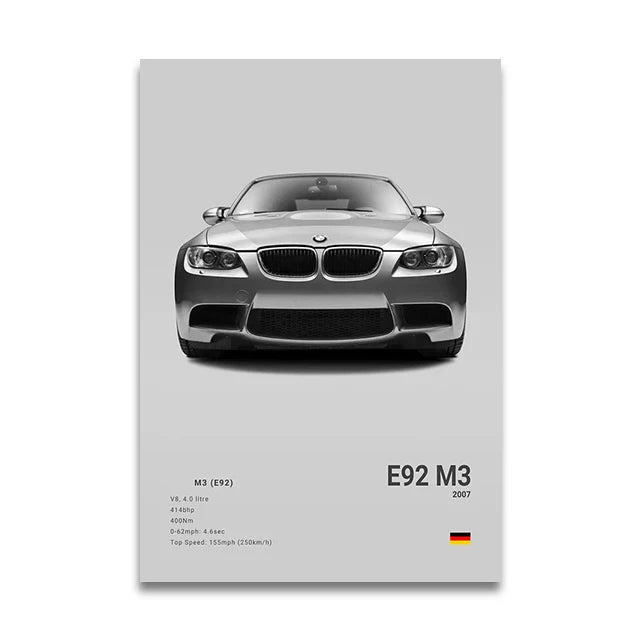 Toile Imprimée BMW E92 M3 (Gris)
