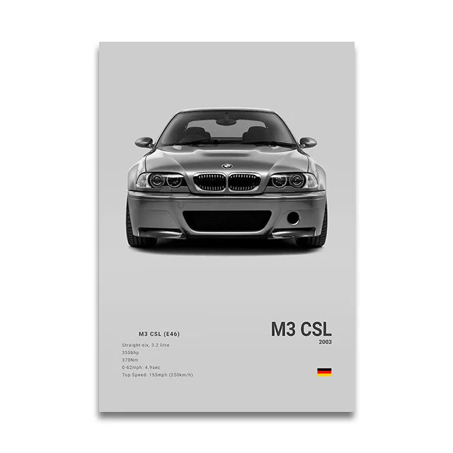 Toile Imprimée BMW E46 M3 CSL (Gris)