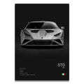 Toile Imprimée Lamborghini Huracan STO (Noir)