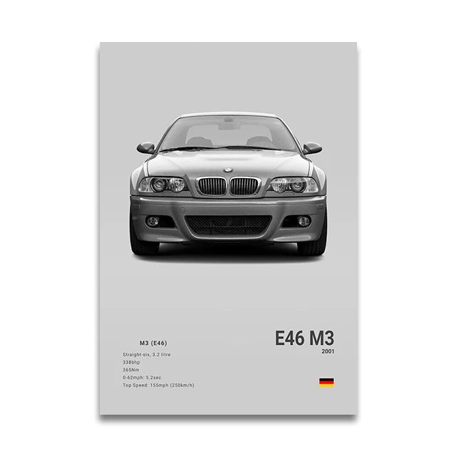 Toile Imprimée BMW E46 M3 (Gris)