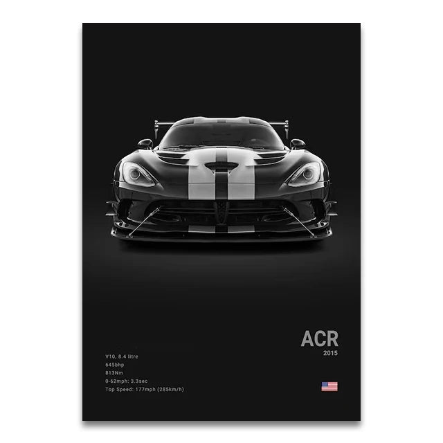Toile Imprimée Dodge Viper ACR (Noir)