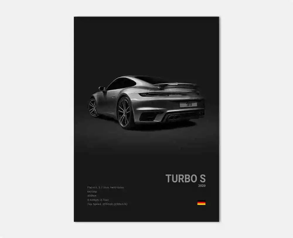Toile Imprimée Porsche Turbo S (Noir)