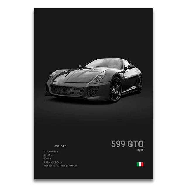 Toile Imprimée Ferrari 599 GTO (Noir)