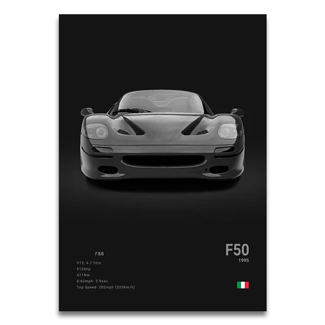 Toile Imprimée Ferrari F50 (Noir)