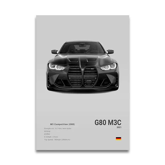 Toile Imprimée BMW G80 M3C (Gris)