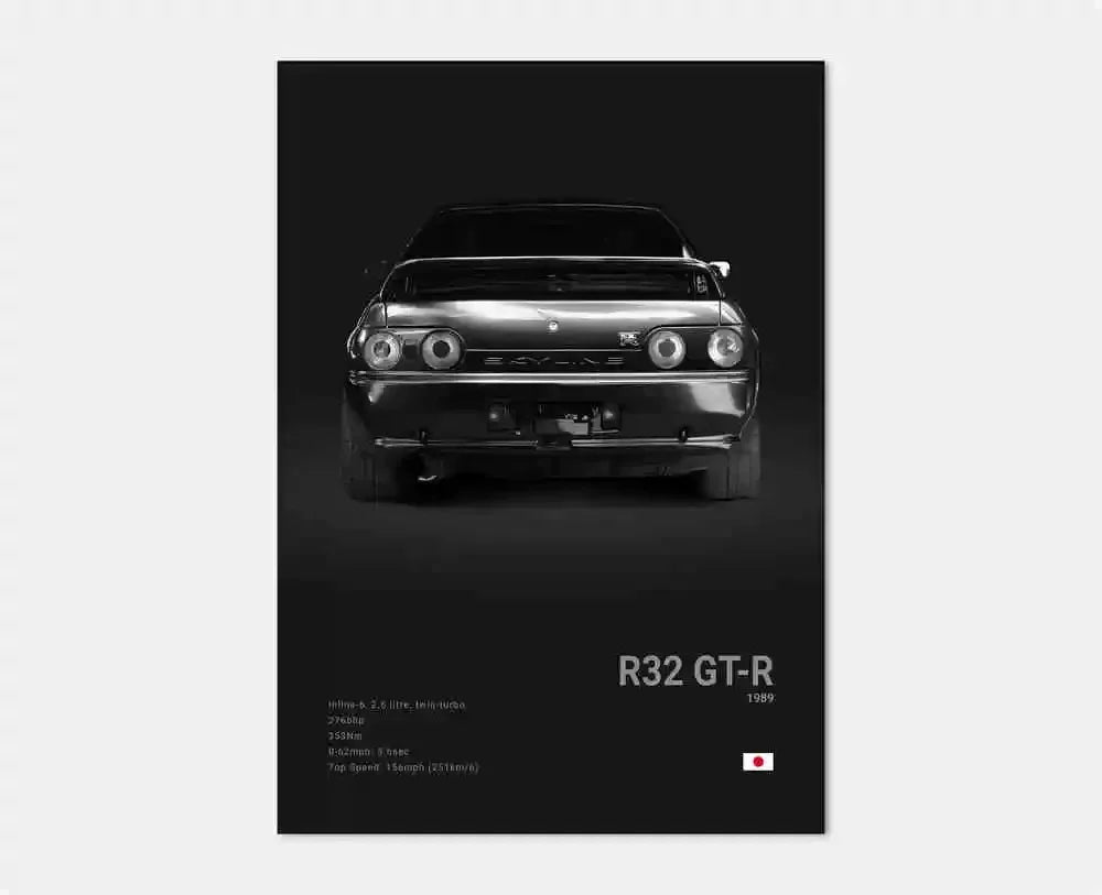 Toile Imprimée Nissan GTR R32 (Noir)