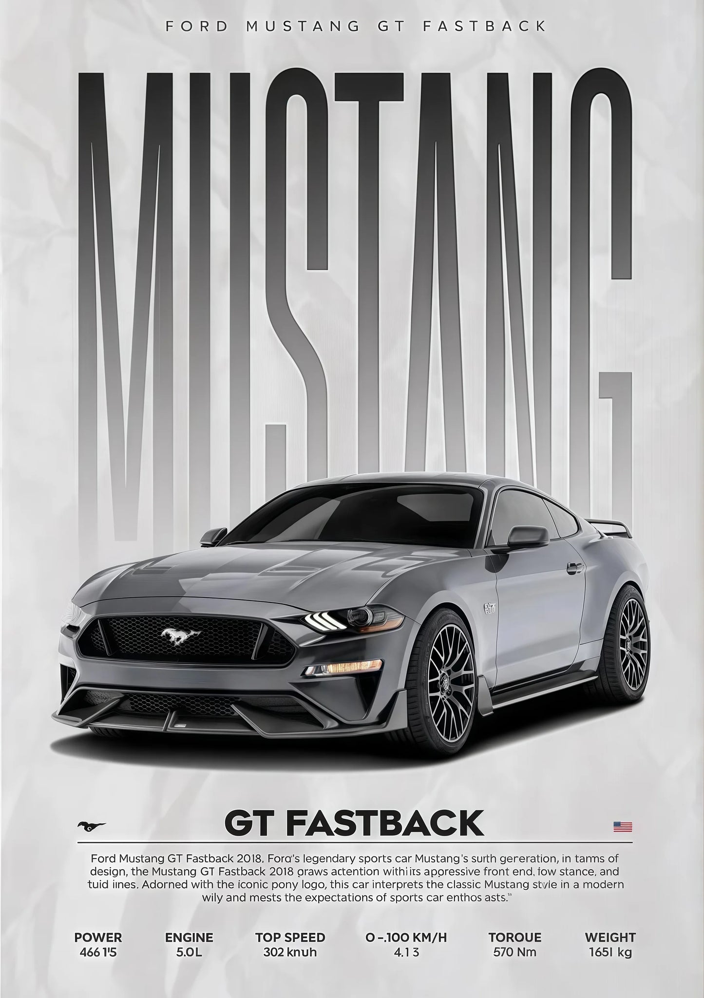 Toile Ford Mustang GT FastBack