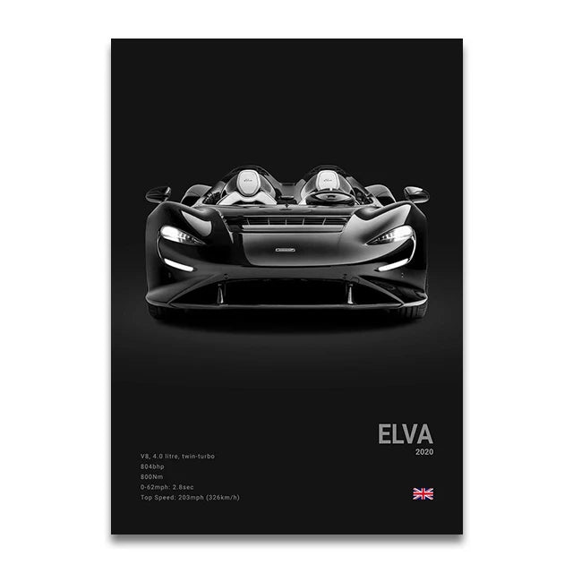 Toile Imprimée Mclaren Elva (Noir)