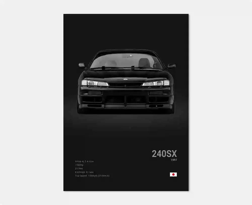 Toile Imprimée Nissan 240SX 1997 (Noir)