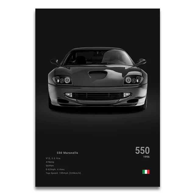 Toile Imprimée Ferrari 550 Maranello (Noir)