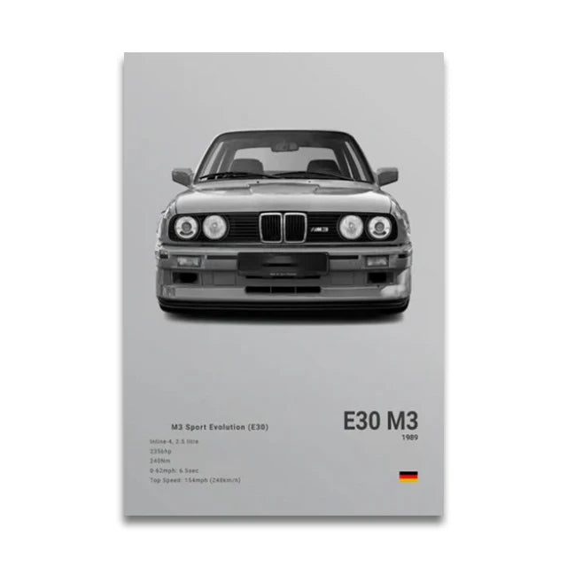 Toile Imprimée BMW E30 M3 (Gris)