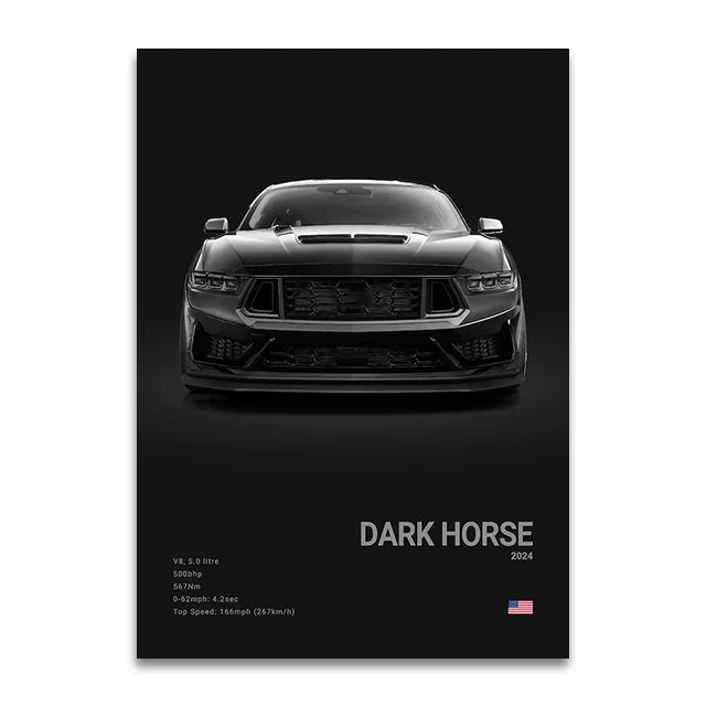 Toile Imprimée Ford Mustang Dark Horse (Noir)