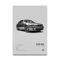 Toile Imprimée BMW E39 M5 1998 (Gris)